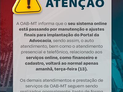 Foto da Notícia: Sistema online da Seccional está em manutenção nesta segunda-feira